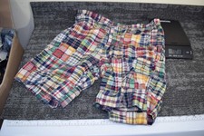 Polo Ralph Lauren MENS 34 Classic Fit Chino Shorts Madras Plaid Patchwork Preppy