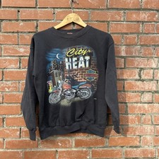 Vintage 90s Harley-Davidson Faded Black Graphic Sweatshirt Mens m