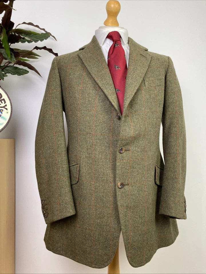Gieves & Hawkes Savile Row (38R) Windowpane Tweed BESPOKE Sport Coat Jacket - Image 2 of 4