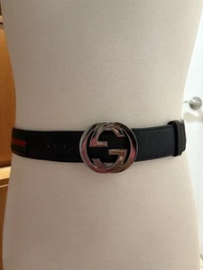 Ceinture Gucci rayée GG authentique occasion 33” 37”