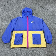 Nike Windbreaker Jacket Blue Yellow Mens Size Large CJ2295-500 Full zip Anorak