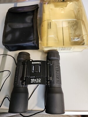 2001 Bushnell PowerView 13-1632C Binoculars w/ Case 16x32 185ft @ 1000yds