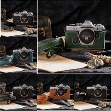 For Olympus OM SYSTEM OM3 Real Leather Half Camera Case Bag Cover Shoulder Strap