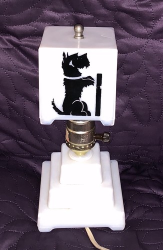 ART DECO SCOTTIE HUND KLEINER NACHTSTÄNDER LAMPE BOUDOIR SCHLAFZIMMER MITTE DES JAHRHUNDERTS - Bild 5 von 8