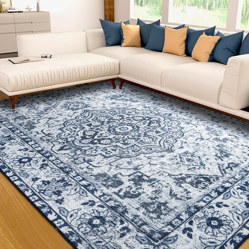 Comeet Vintage 3x5 Non Slip Washable Area Rug, Low Pile Floral Print Indoor Carp - Picture 6 of 6