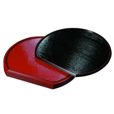 Japanese Tray 36cm 5 pcs Shaku-ni Half Moon Shape Double Sided Lacquer Japan New
