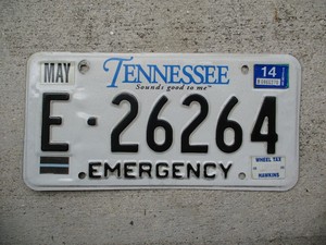 tennessee emergency license plate