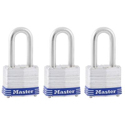 Master Lock 3 Pack Laminated Steel Padlocks with Key for Secure Locking