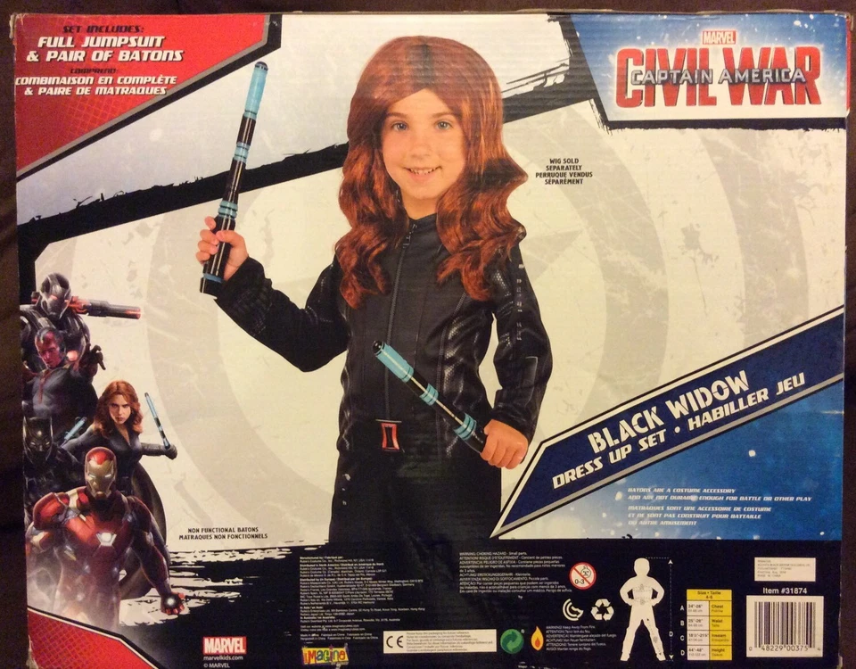 Nuevo Marvel Guerra Civil Capitán América Viuda Negra Conjunto de Vestir Disfraz Mono Foto 4 de 4