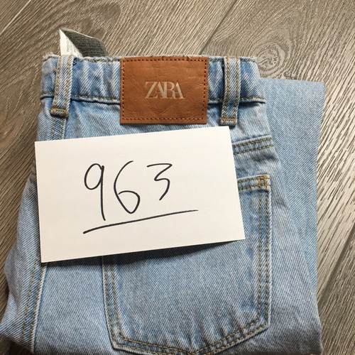 Zara Girls Floral Embroidery Straight Leg Denim Jean Light Wash Mid Rise Size 6 - Picture 10 of 10