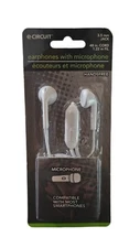 E Circuit Earbuds w/Microphone Earphones 3.5mm JACK 48" Cord 1.22m White 