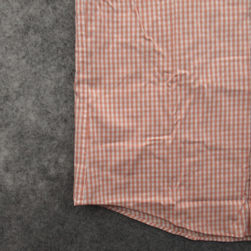 Camisa masculina Kenneth Cole Reaction laranja média xadrez branca sem botão de ferro para cima - Imagem 4 de 4