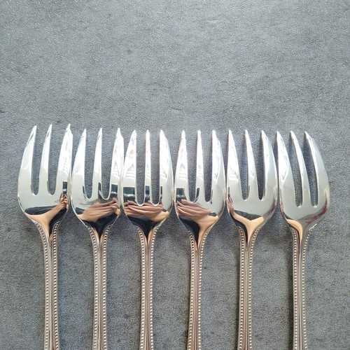Christofle Perles 12pcs Silverplate Flatware Cake Fork Coffee Spoon Excellent - Picture 11 of 20