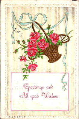 VINTAGE EMBOSSED POSTCARD - GREETINGS AND ALL GOOD WISHES -E1 | eBay