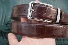 Brown Real Belly Crocodile Belt Skin Leather Men's W 1.3 inch #Y42