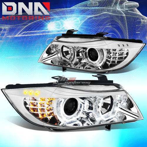 CHROME HALO PROJECTOR HEADLIGHT+CORNER+WHITE LED H7 HID W/FAN FIT 09-12 BMW E90 - Picture 2 of 12