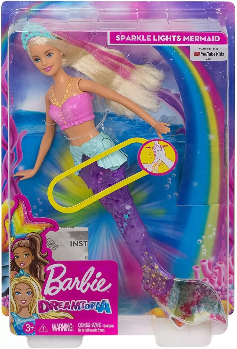 Muñeca barbie mattel 2025 sparkle lights mermaid