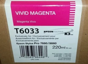 03-2023 NEW GENUINE EPSON T6033 VIVID MAGENTA 220ml INK STYLUS 7880 9880 T603300
