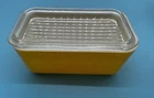 Vintage Pyrex Yellow 0502 Refrigerator Dish 1 1/2 Pint w/Glass Ribbed Lid 502-C