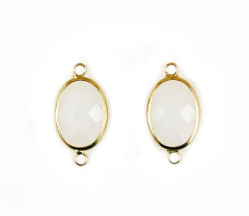 Faceted Oval Glass Mixed Color and Gold Connectors Pendants, 25X14mm, 2 pcs - Picture 16 of 17