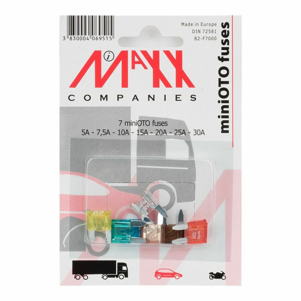 Fusibles Mini auto moto lot de 7 pièces de rechange 5A 7.5A 10A 15A pour boîte électrique