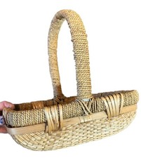 Mid 20th Century Vintage Hand Woven Willow Chinese Gathering Basket