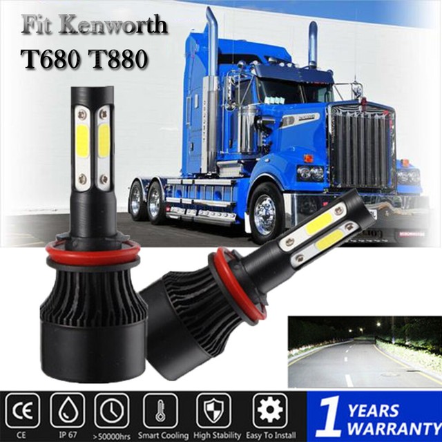 4Side LED Headlights Kit Lamp Low Beam Bulb White 6000K For Kenworth