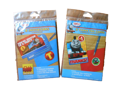 Thomas the Tank Train Engine Birthday Party Invites - Thanks You Cards - 8 Count - Picture 2 of 4