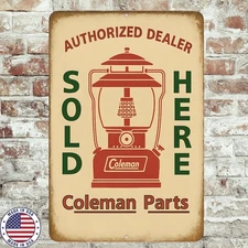 Coleman Parts Sold Here Vintage Authorized Tin Metal Signs Home Décor 8x12 