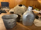 WW2 US Army Military Canteen Set w/ Cup & Cover 1945 Field Gear Battle Used