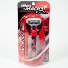 2003 Sealed NOS Gillette Mach3 Turbo Champion Razor +2 cartridges Mach 3 Vintage