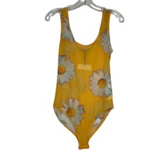 Zara Yellow Daisies Floral Sheer Mesh Bodysuit size Medium Festival Y2K