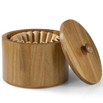 BWODYAY Coffee Filter Holder, Acacia Wood Filter Storage Container for Counte...