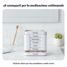 Scatola alimentare, 28 scomparti, organizer settimanale cassetto, casa, viaggio