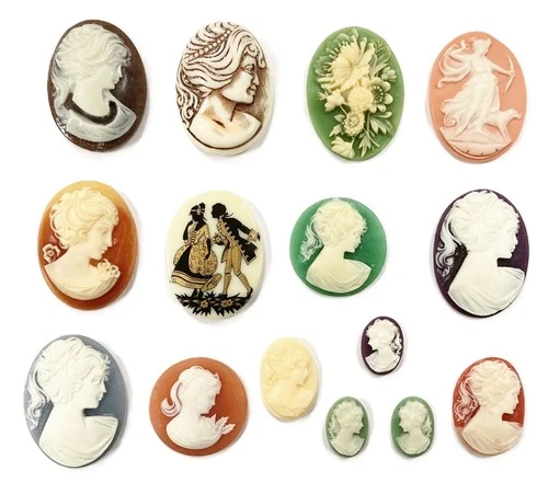 15 Vintage Resin Cameos (West German, Hong Kong, Japan) DIY Jewelry Crafting C82