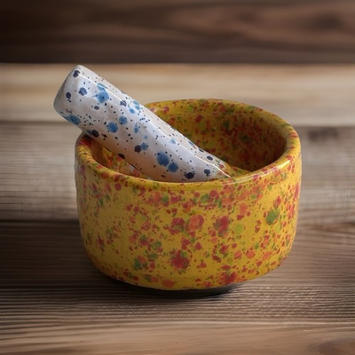 #ad Mortar and Pestle set featuring a unique artist signed pestle w “M” On Handle $10.53