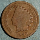 United States Cent 1890 Indian Head KM# 90a -18514