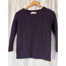 Loft Ann Taylor Purple Cable Knit Crew Neck Sweater Womens XS Pullover Long Slv