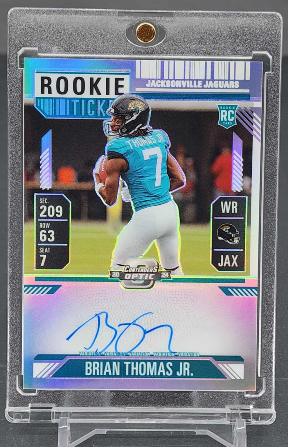 2024 Contenders Optic Brian Thomas Jr Rookie Ticket Auto Silver Variation RC