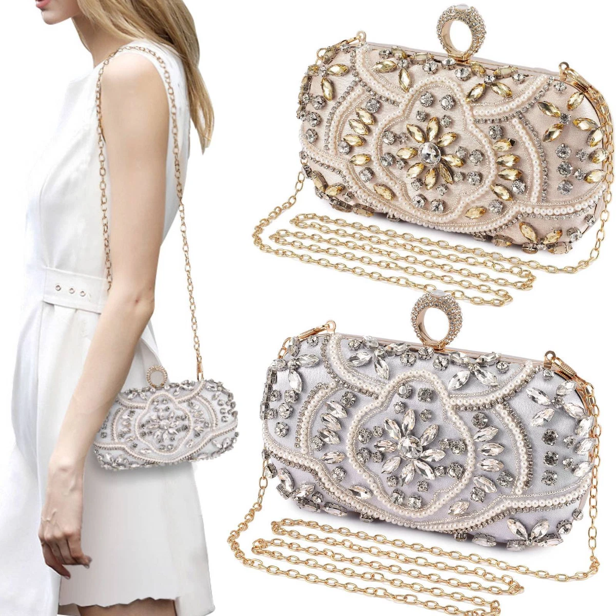 Women Ladies Handbag Designer Diamond Evening Clutch Bag for Prom Wedding Party
