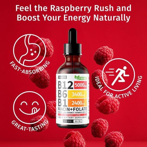 1-5X Vitamin B12 & B6 Liquid Drops, B12 Sublingual B Complex - B12 5000mcg 60 ml - Picture 3 of 18
