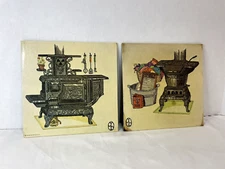 Primitive Style Wood Stove Hot Pot Trivet Set Vintage Kitchen Kitschy