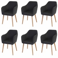6Er-Set Esszimmerstuhl Vaasa T381, Stuhl, Retro 50Er Jahre, Textil, Grau