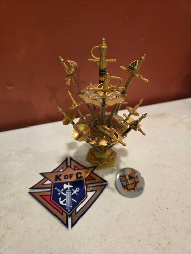 VTG Toledo Spain Cocktail Pick Set 12 Swords + Knights of Columbus Pin & Decal - Picture 3 of 9