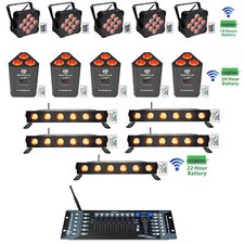5 Rockville BEST PAR BEST STRIP ROCKWEDGE Wireless DMX Battery Lights Controller