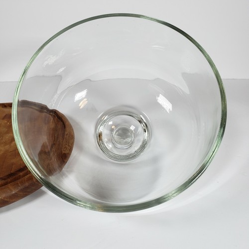 Vintage Goodwood Genuine Teakwood Cheese Tray w/ Heavy Glass Dome Cover Dish - Picture 5 of 10