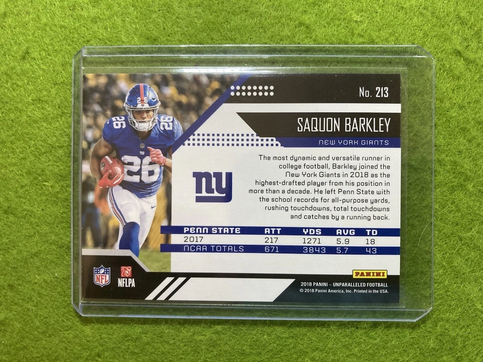 Saquon Barkley SILVER PRIZM ROOKIE CARD GIANTS RC 2018 Unparalleled MAKE A OFFER - Image 2 of 4