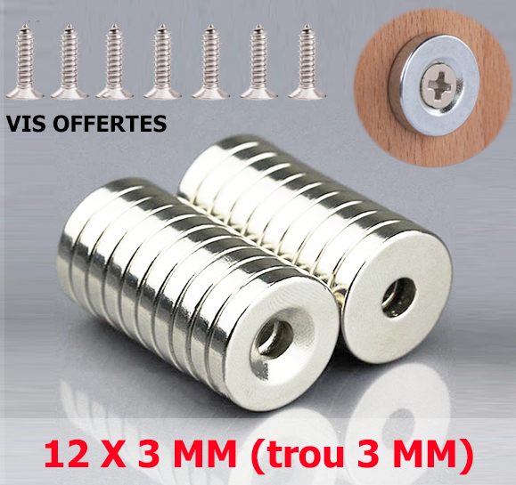 Lot Aimants Néodyme Fraisés Vissables - 10 Mm X 5 Mm, Trou 3 Mm - Puissants, Argentés - Neuf