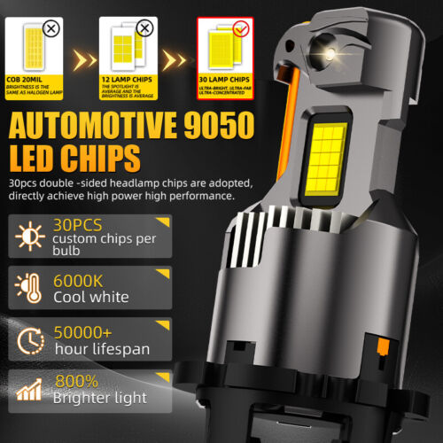 2X D2S D2R LED Headlight Bulbs Replacement HID Xenon Conversion Kit 6000K White - Picture 3 of 12