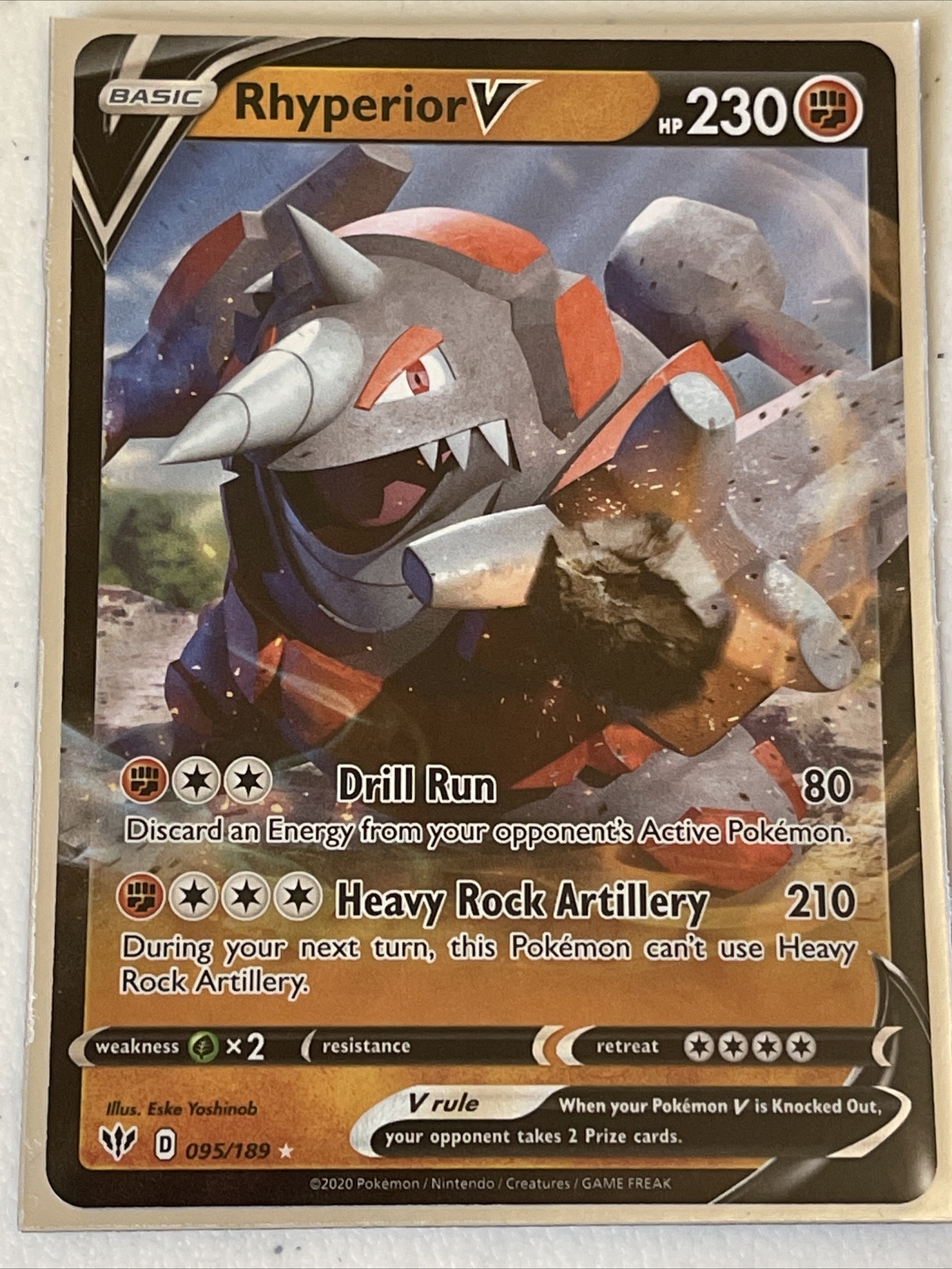 Rhyperior V 095/189 Darkness Ablaze- NM Ultra Rare Full Art Pokémon Card